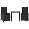 vidaXL 3 Piece Garden Dining Set with Cushions Black Poly Rattan