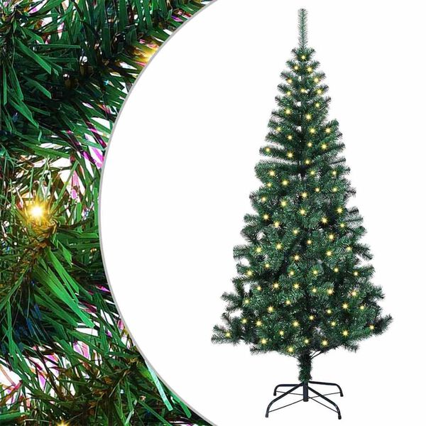 vidaXL Artificial Pre-lit Christmas Tree Green 120 cm PVC and Metal