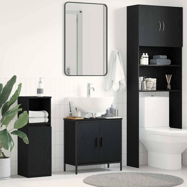vidaXL Bathroom Sink Cabinet Black Oak 60 x 30 x 60 cm Engineered Wood