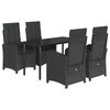 vidaXL 5 Piece Garden Dining Set with Cushions Black Poly Rattan