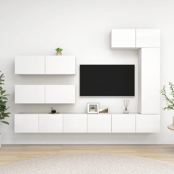 vidaXL 7 Piece TV Cabinet Set White Engineered Wood