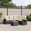 vidaXL 6 Piece Garden Sofa Set with Cushions Black Poly Rattan