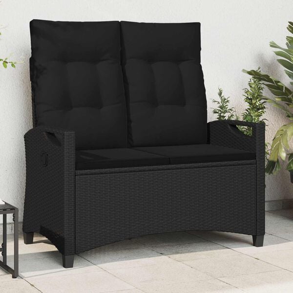 vidaXL Garden Bench Black 105 x 60 x 112 cm Steel and Polyester