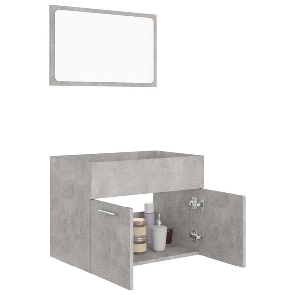 vidaXL 2 Piece Bathroom Furniture Set Concrete Grey Engineered Wood