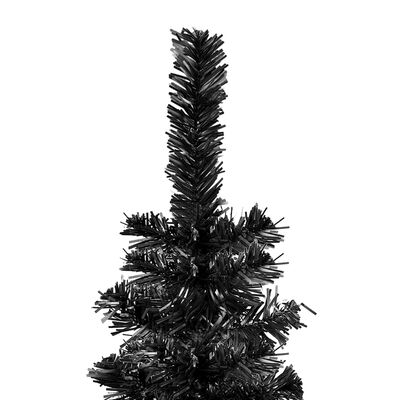 vidaXL Slim Pre-lit Christmas Tree with Ball Set Black 150 cm