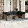 vidaXL 10 Piece Garden Sofa Set with Cushions Grey Poly Rattan