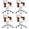 vidaXL Swivel Dining Chairs 4 pcs White Bent Wood and Faux Leather