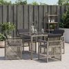 vidaXL Garden Chairs with Cushions 4 pcs Grey Poly Rattan