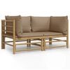 vidaXL Garden Corner Sofas with Taupe Cushions 2 pcs Bamboo