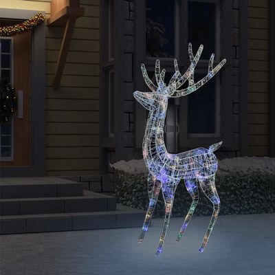vidaXL XXL Acrylic Christmas Reindeer 250 LED 180 cm Colourful