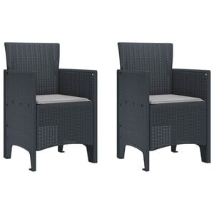vidaXL Garden Chair 2 pcs Anthracite 53 x 49 x 85 cm PP