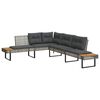 vidaXL Garden Sofa with Cushions L-shaped Grey Poly Rattan and Acacia