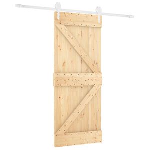 vidaXL Sliding Door 80 x 210 cm Solid Pine Wood Natural and White