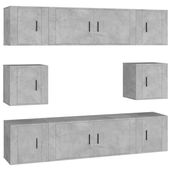 vidaXL 8 Piece TV Cabinet Set Concrete Grey Engineered Wood
