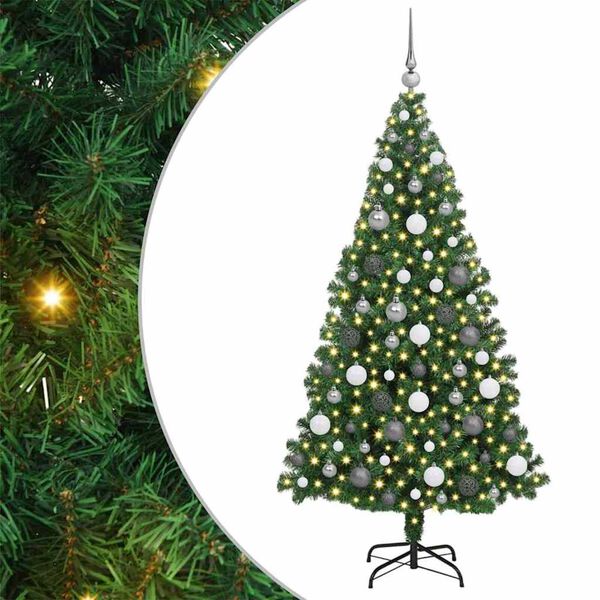 vidaXL Artificial Christmas Tree with 300 LEDs with Stand Green 180 cm