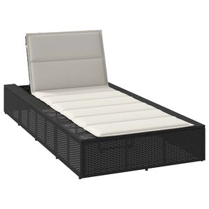 vidaXL Sunbed with Floating Cushion Black Poly Rattan
