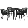 vidaXL Garden Dining Set 5 pcs Black Powder-Coated Steel