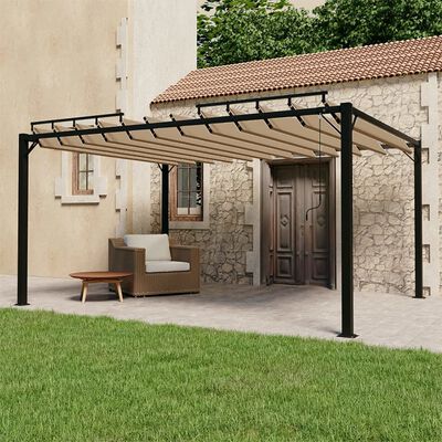 vidaXL Gazebo with Louvered Roof 3x4 m Taupe Fabric and Aluminium