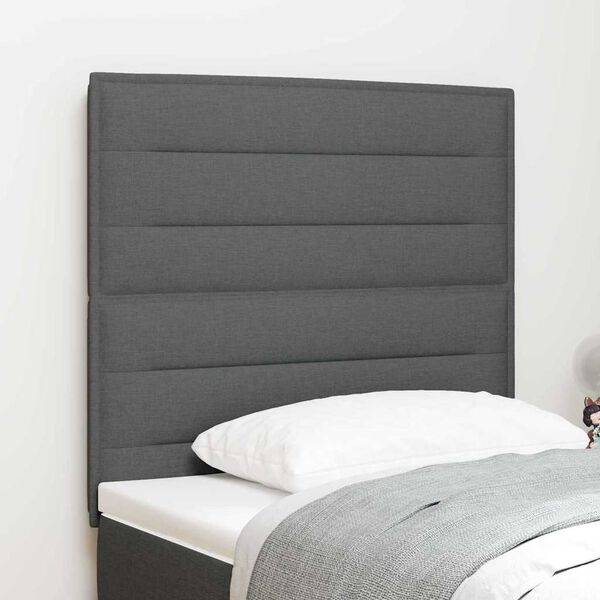 vidaXL LED Headboard with LED Strip Lights Dark Grey 80 cm Polyester
