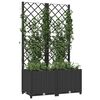 vidaXL Garden Planter with Trellis Black 80x40x136 cm PP