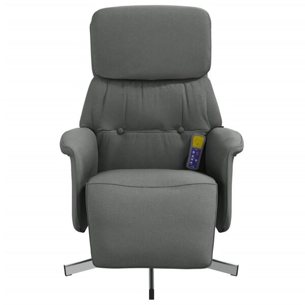 vidaXL Massage Recliner Chair with Footrest Dark Grey Fabric