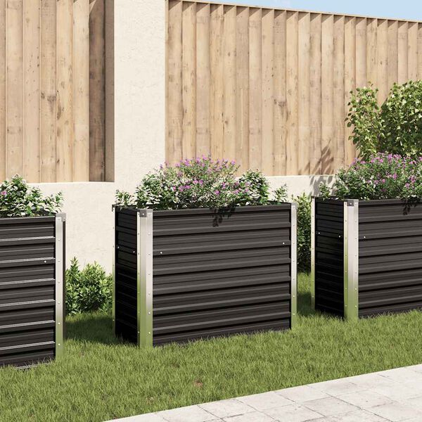 vidaXL Garden Raised Bed Anthracite 100x40x77 cm Galvanised Steel