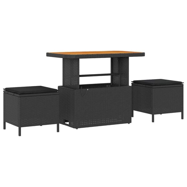 vidaXL Garden Sofa Set Height-Adjustable 10 pcs Black Poly Rattan