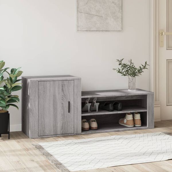 vidaXL Shoe Cabinet Grey Sonoma 130x35x54 cm Engineered Wood