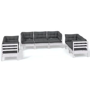 vidaXL 7 Piece Garden Lounge Set with Cushions Solid Pinewood