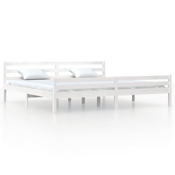 vidaXL Bed Frame without Mattress White Solid Wood 180x200 cm Super King