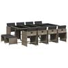 vidaXL 13 Piece Garden Dining Set with Cushions Grey Poly Rattan