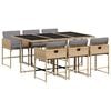 vidaXL 7 Piece Garden Dining Set with Cushions Mix Beige Poly Rattan