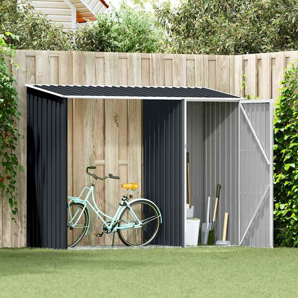 vidaXL Garden Firewood Shed Anthracite 245x98x159 cm Galvanised Steel