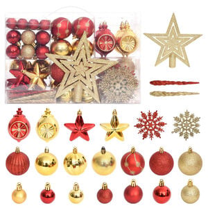 vidaXL Christmas Bauble Set | Gold and red | Plastic | Sizes from 3 cm to 6 cm