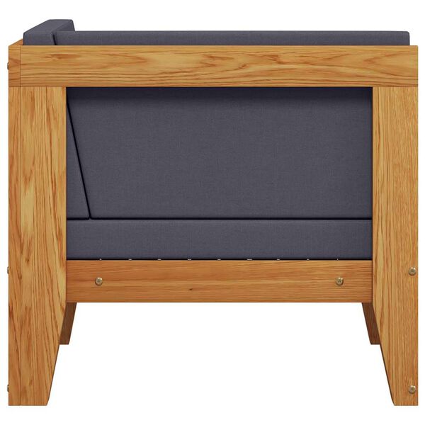 vidaXL Sectional Corner Sofa and Dark Grey Cushions Solid Acacia Wood