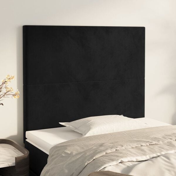 vidaXL Headboard Black 100x5x118/128 cm Velvet