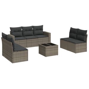 vidaXL 8 Piece Garden Sofa Set with Cushions Grey Poly Rattan