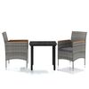 vidaXL 3 Piece Garden Dining Set with Cushions Grey and Black