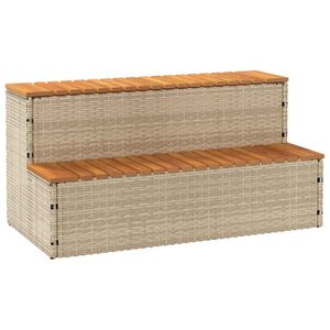 vidaXL Hot Tub Step Beige 100x50x50,5 cm Poly Rattan and Solid Acacia