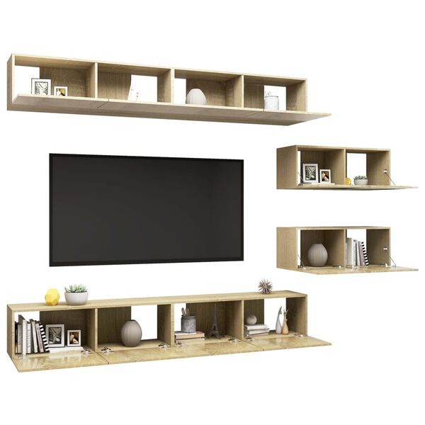 vidaXL 6 Piece TV Cabinet Set Sonoma Oak Engineered Wood