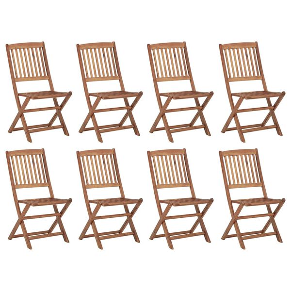 vidaXL Folding Outdoor Chairs with Cushions 8 pcs Solid Wood Acacia