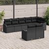 vidaXL Garden Sofa Set 8 pcs Black Poly Rattan
