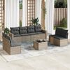 vidaXL 9 Piece Garden Sofa Set with Cushions Beige Poly Rattan