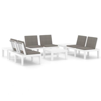 vidaXL 6 Piece Garden Lounge Set with Cushions Plastic White
