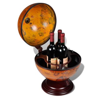 vidaXL Tabletop Globe Bar Wine Stand Wood