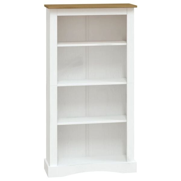 vidaXL 4-Tier Bookcase Mexican Pine Corona Range White 80x29x150 cm