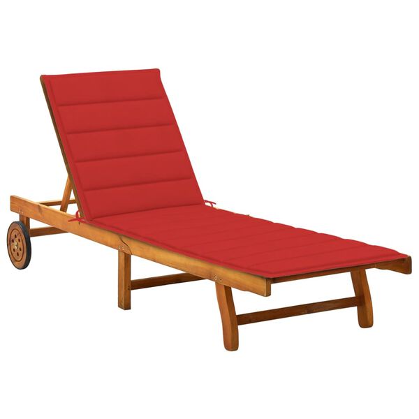 vidaXL Garden Sun Lounger with Cushion Solid Acacia Wood