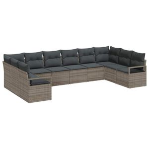 vidaXL Garden Sofa Set 10 pcs Grey Poly Rattan