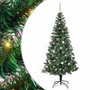 vidaXL Artificial Pre-lit Christmas Tree Green 210 cm PVC and Metal