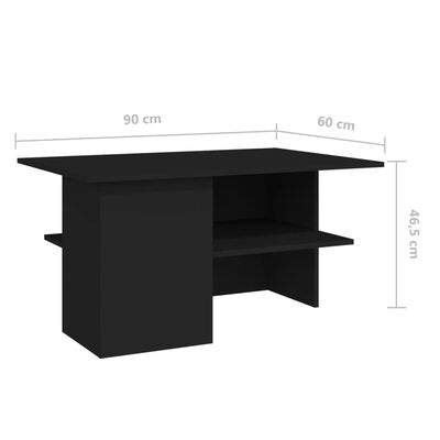 vidaXL Coffee Table Black 90x60x46.5 cm Engineered Wood
